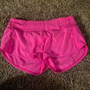 Pink Lululemon Speed up shorts!!
